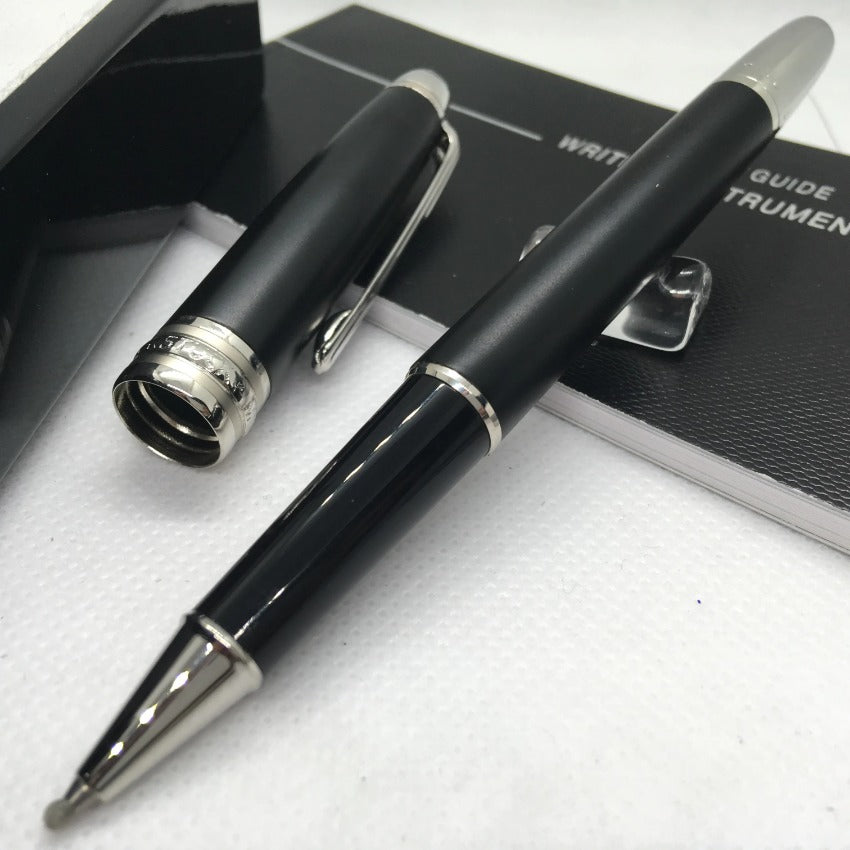 wholesale Send 1 Free Gift Leather Bag Matte Black Rollerball Pens Ballpoint Pen School Office Supplies With Series Number