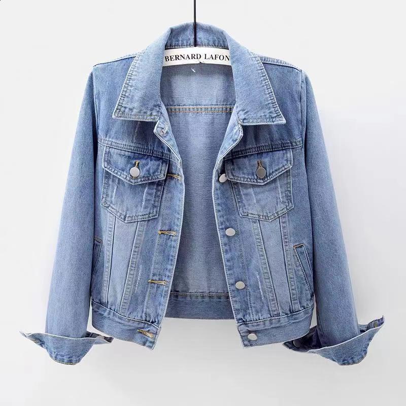 Women&#039;s Jackets Women jeans Jacket feminine Spring Autumn Sequin Floral Embroidery Denim Jackets Coat Female Short Long Sleeve Outerwear femme