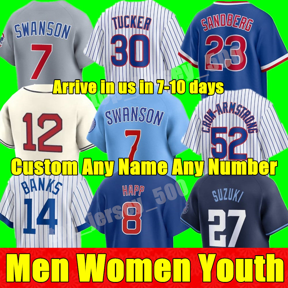 Custom S-4XL Dansby Swanson Cody Bellinger Jersey Seiya Suzuki Nelson Velazquez Nick Madrigal Marcus Stroman Willson Ian Happ Jason Men Women Youth