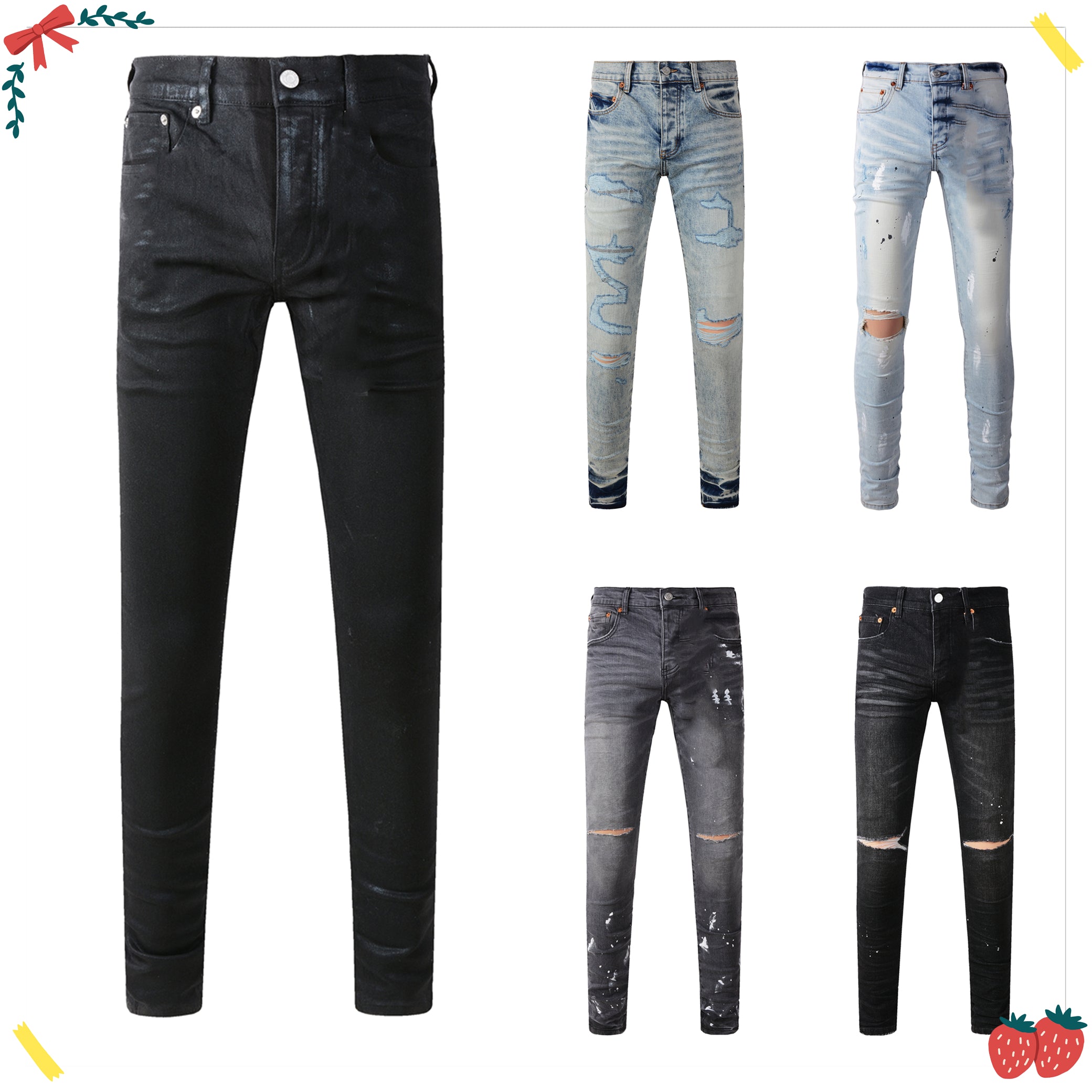 mens jeans designer jeans for men jeans Hiking Pant Ripped Hip hop High Street Fashion Brand Pantalones Vaqueros Para Hombre Motorcycle Close fittin