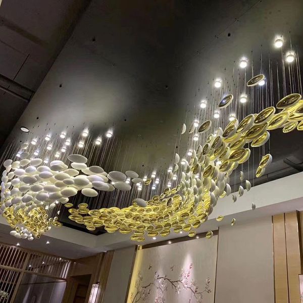Custom Modern LED Glass Pendant Lamps Exhibition Beauty Club Hotel Lobby Banquet Hall Villas Stairs Sales Department Wedding Art Decorative