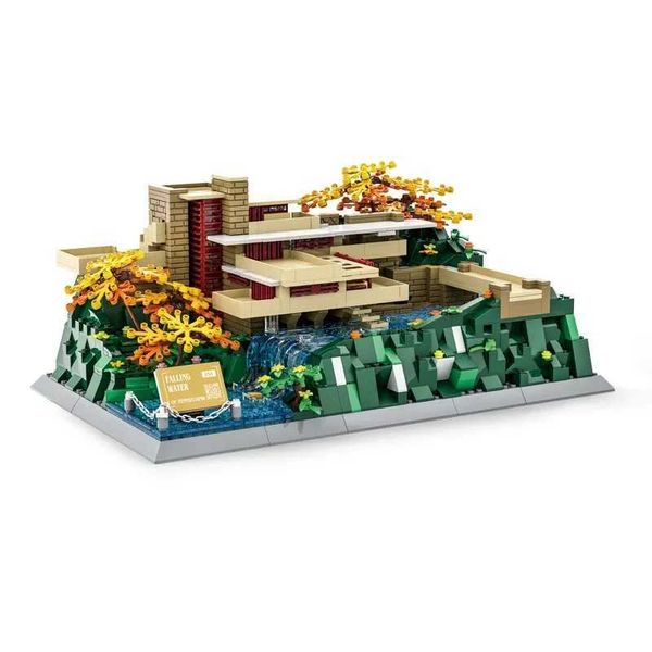 Blocks NEW FallingWater House Modular MOC Creative street view Model Building Blocks Architecture Education Assembly Model Toys Gifts Q24100