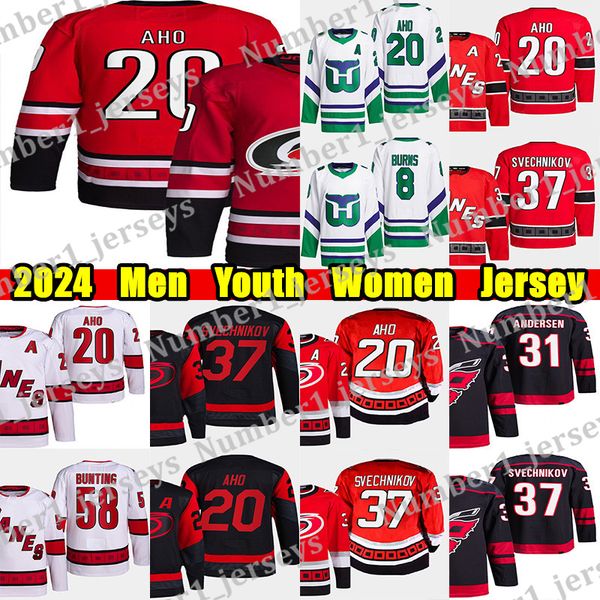 #20 Sebastian Aho Reverse Retro hockey jersey #8 Brent Burns Andrei Svechnikov Teuvo Teravainen Bunting Staal Seth Jarvis Dmitry Orlov Jacco
