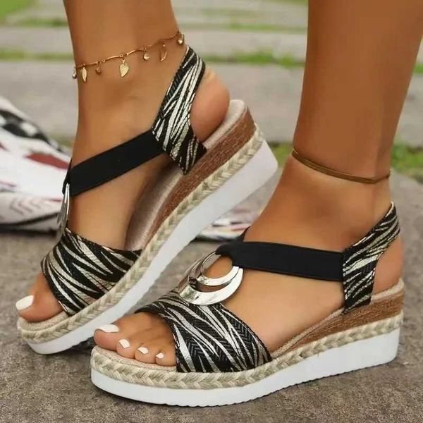 Womens Wedge Sandals 2024 Summer Serpentine Platform Sandals Gladiator Shoes Womens Comfortable Casual Medium High Heels Sandals Y241025