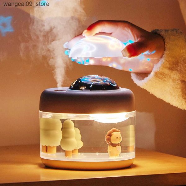 Humidifiers Projection Lamp Wireless Air Humidifier USB Portbale 2000mAh Battery Rechargeable Projector Umidificador Aroma Humidificador J24