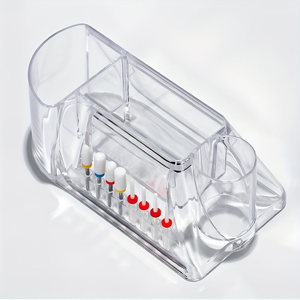 TEMU A Storage Box For An 8-hole Nail Grinding Machine With Steel Drill Bits, A Desktop Stand, Nail Files, Brushes, Drill Bits For A Nail Studio, An