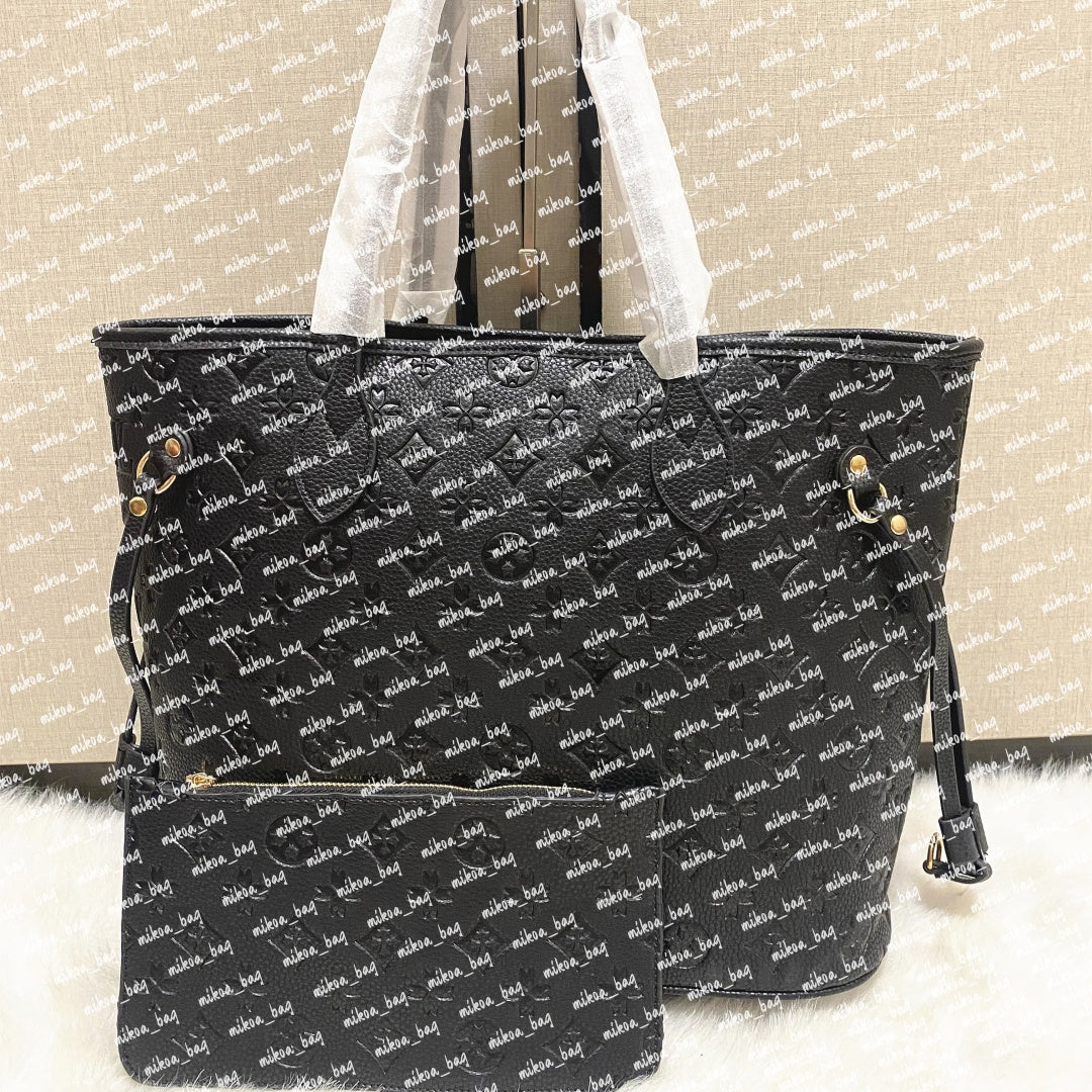 Designer bag 2pcs Set Naverfull Enbossed Flower Women Cross body Handbag Shoulder Bags Composite bag Lady Clutch Tote Bag shopping Female Coin Purse