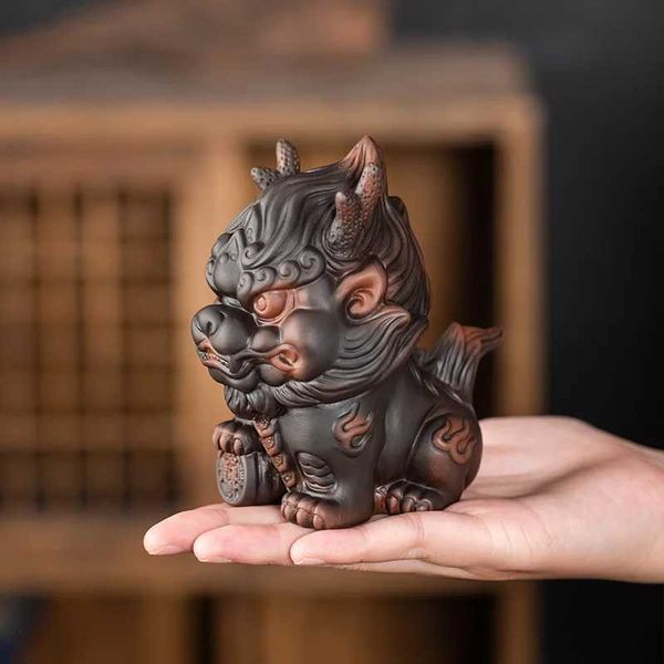 Purple pottery Kylin Tea Pet Living Room Tea Table Decoration Tea Ceremony Accessories Tea Tray DecorationXJ240814