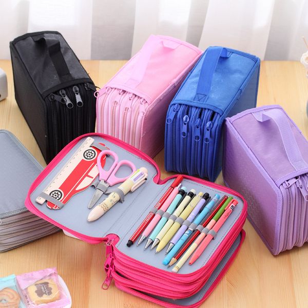 Pencil Cases 72 Holders 4 Layer Portable Oxford Canvas School s Pouch Brush Pockets Bag Holder Supplies 230511