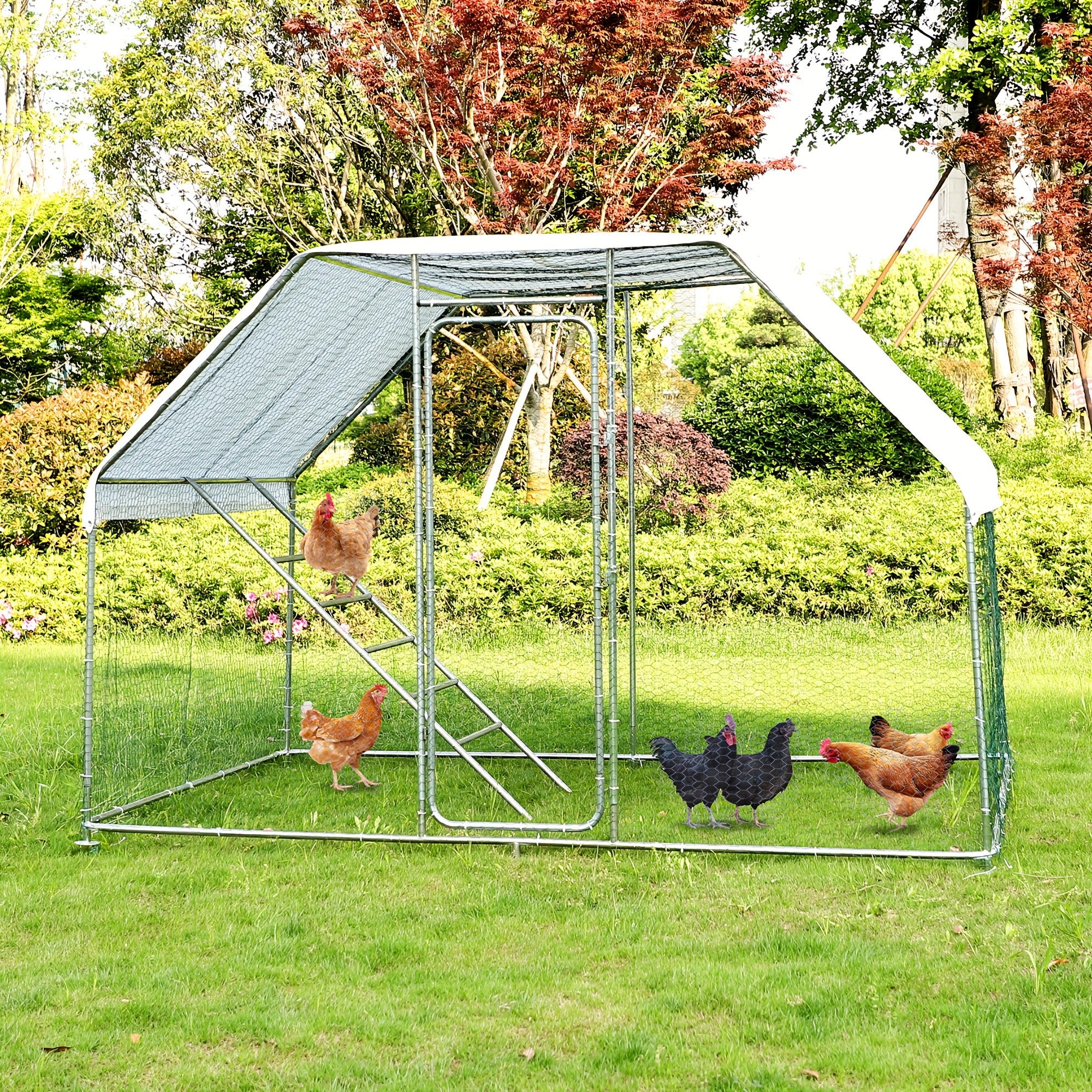 TEMU Outdoor Large Chicken -in Chicken Coop With Waterproof Cover Chicken Playpen Metal Hen Cage Duck Cage Enclosure Rabbit Nest Fence Chicken Cages
