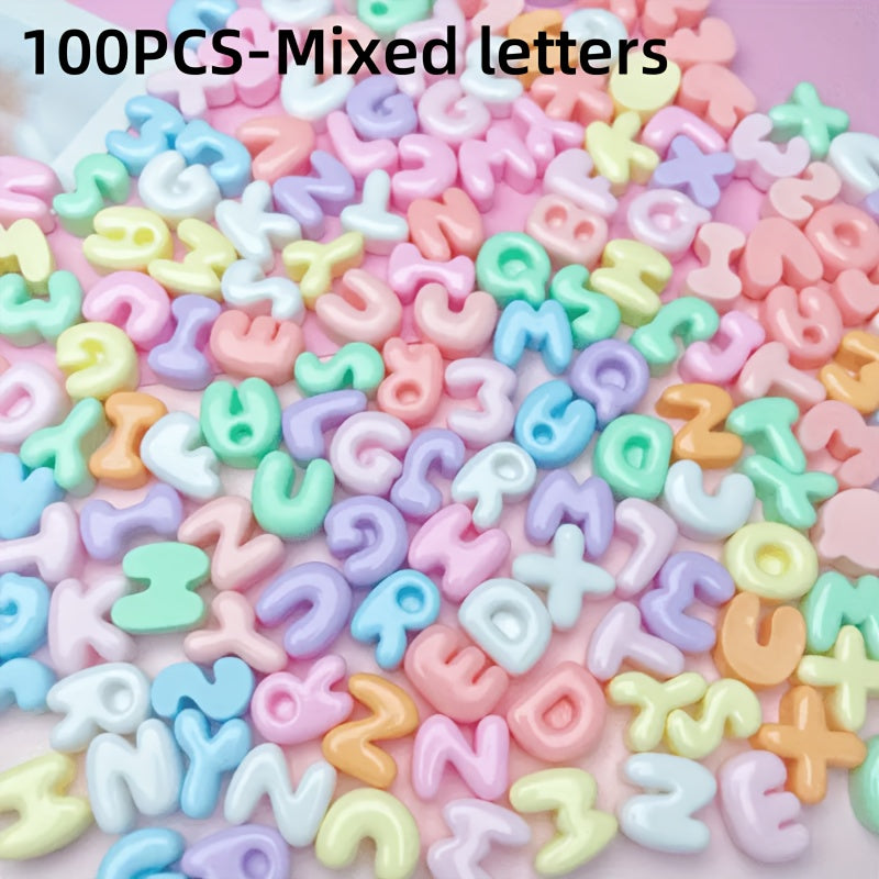 TEMU 100pcs Mini Multicolor Resin Alphabet Charms - Pastel Abcd Letters For Diy Phone Cases, Jewelry Making & Crafts - Glossy Finish, Assorted Colors