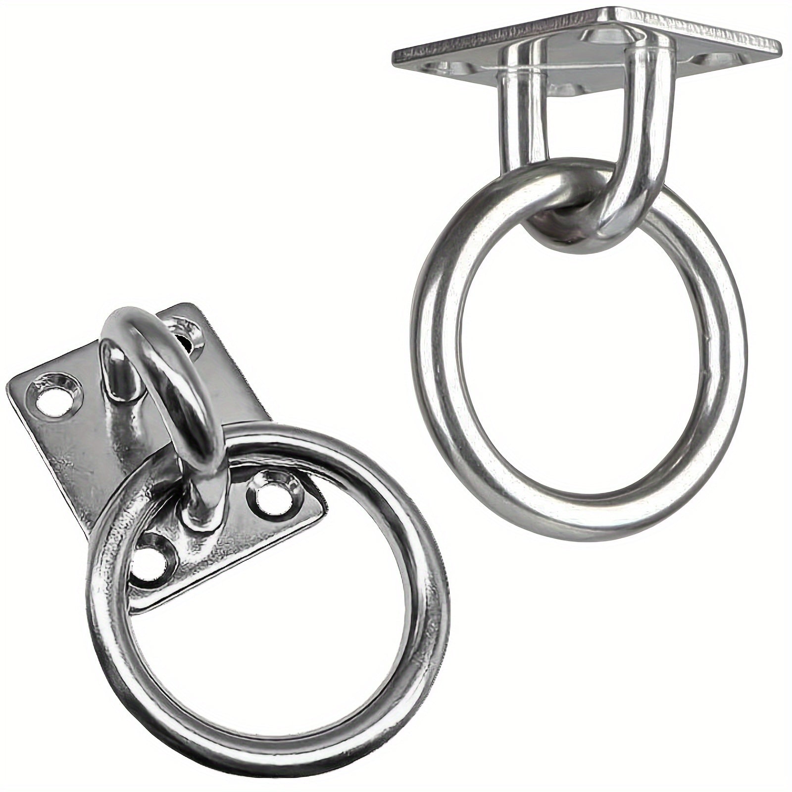 TEMU 2 Stainless Eye Rings, Marine Grade Metal Pull Rings For Hammocks, Swings, Ropes, Flower Baskets, Yoga, Boating - Home & Outdoor Use, 3-16 Inch