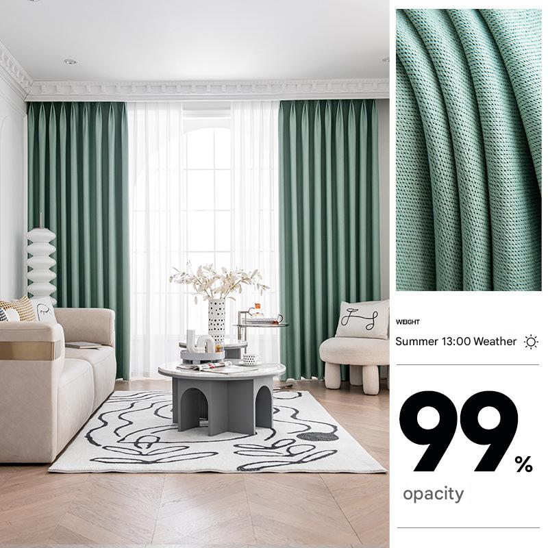 YL-36851 Thickened double-sided linen blackout curtains engineering hotel school sound insulation heat insulation blackout cotton linen curtain