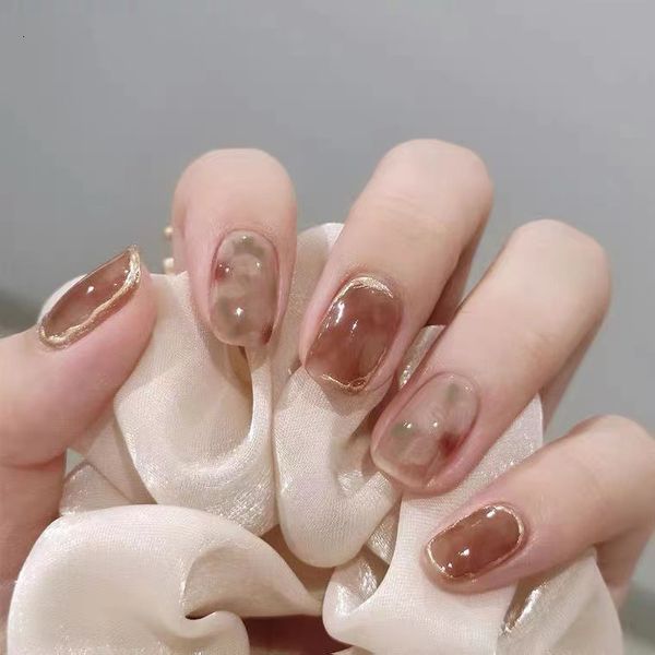 Nail art, handmade iced tea flower patches, finished products, milk coffee, dyed ice transparent spring nail pieces