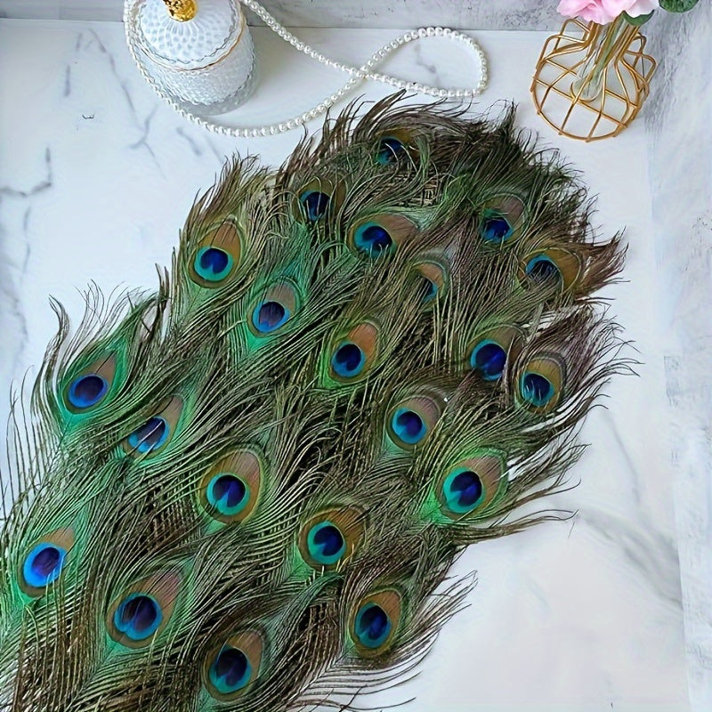 TEMU 10pcs-20 Pcs, Artificial Peacock Feathers Bulk Suitable For Vase Craft Vase Wedding Home Party Halloween Christmas