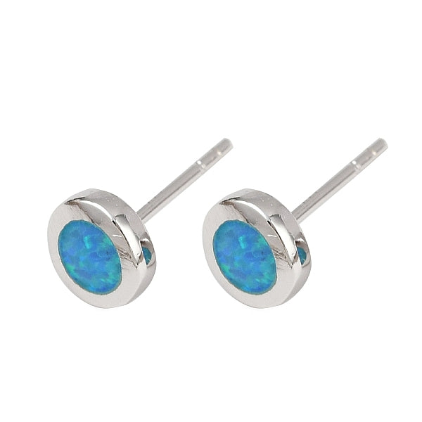 Boucles d'oreilles rondes et plates en opale