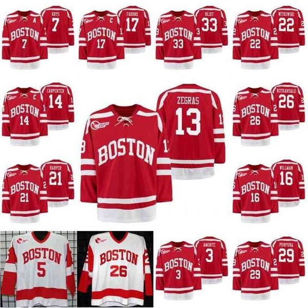 C2604 trevor zegras Boston University Hockey Jersey Jack Eichel McAvoy Charlie Coyle Clayton Keller Diffley Thomas Chabot Brady Tkachuck hug