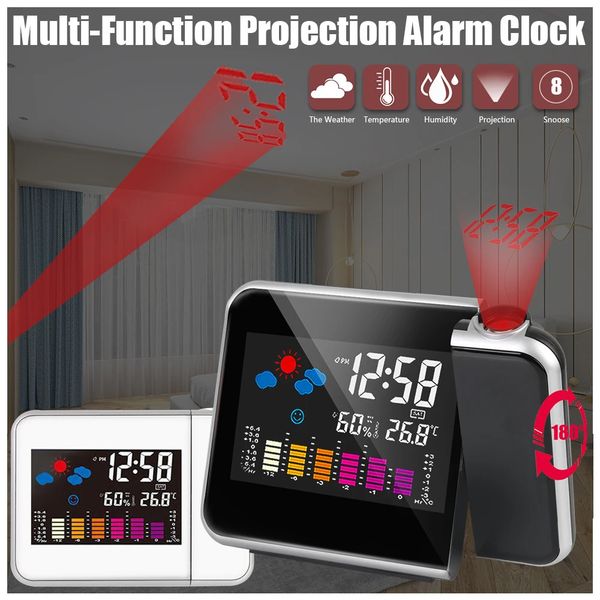 Color Display Clock With Time Projection Weather Station Table Digital Alarm Rotatable 250116