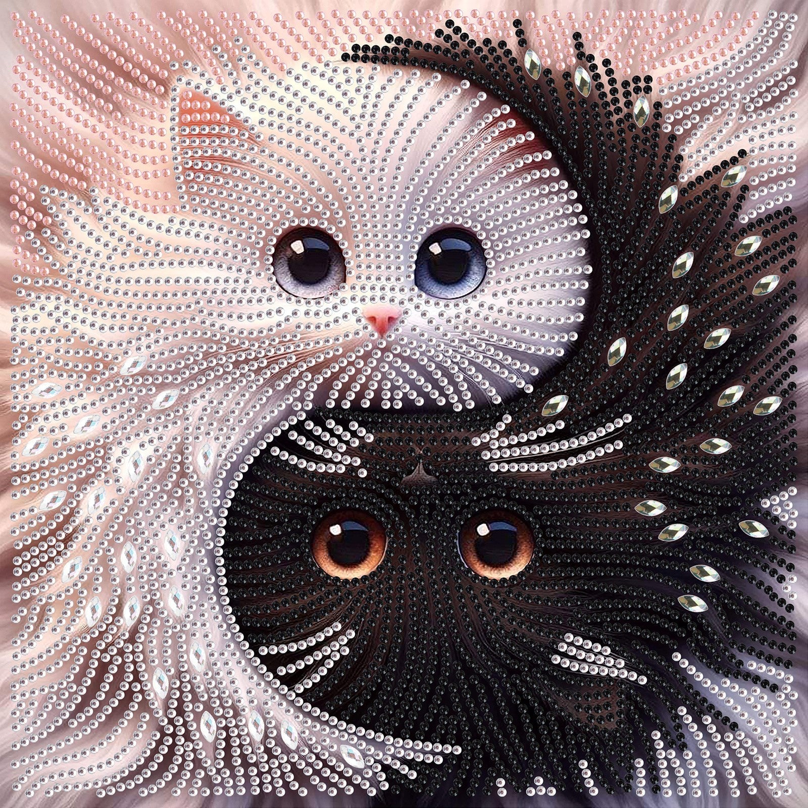 TEMU Diy 5d Kitten Diamond Painting Kit - Vibrant Crystal Art, Unique Shaped Canvas, Frameless Wall Decor For (11.8x11.8 Inches), Bright, Decoration