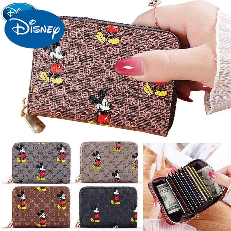 Disney Mickey Mouse Card Bag Wallets Zipper Women Cartoon Fashion Coin Purse Girls Clutch Luxury Credit ID Card Holder 11 Bits W250722