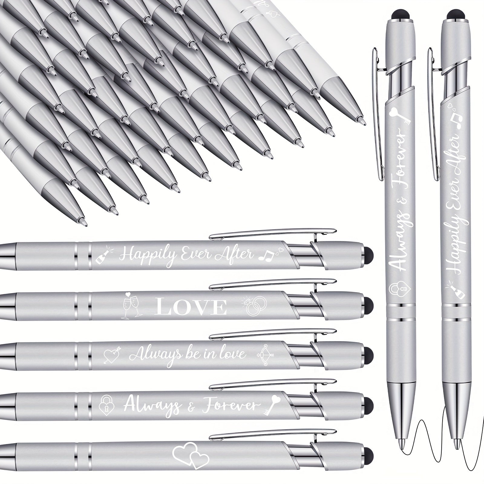 TEMU 36pcs Wedding Pens Bulk Bridal Shower Pens Favors Bachelorette 6 Styles Retractable Ballpoint Wedding Favors Supplies For Guest Game Office