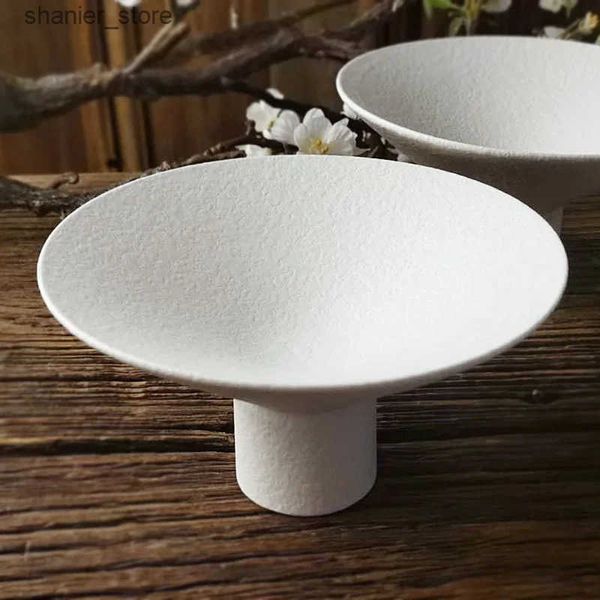 Dishes Plates Ceramic tableware restaurant high footed stone patterned board salad bowl spaghetti dessert tray dinner plate sushi plate L240