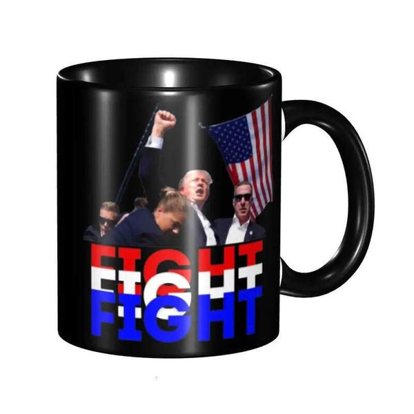 Merch Coffee Fight Shot Donald Mug Fun 2024 Shooting At Trump Rally Cup Giftm240716