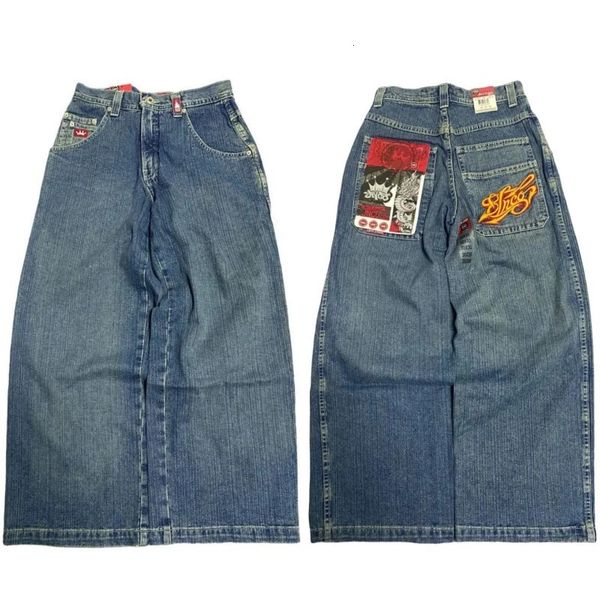 Y2K clothing cargo pants men JNCO Embroidered high quality jeans Hip Hop streetwear baggy Harajuku vintage wide leg 240617