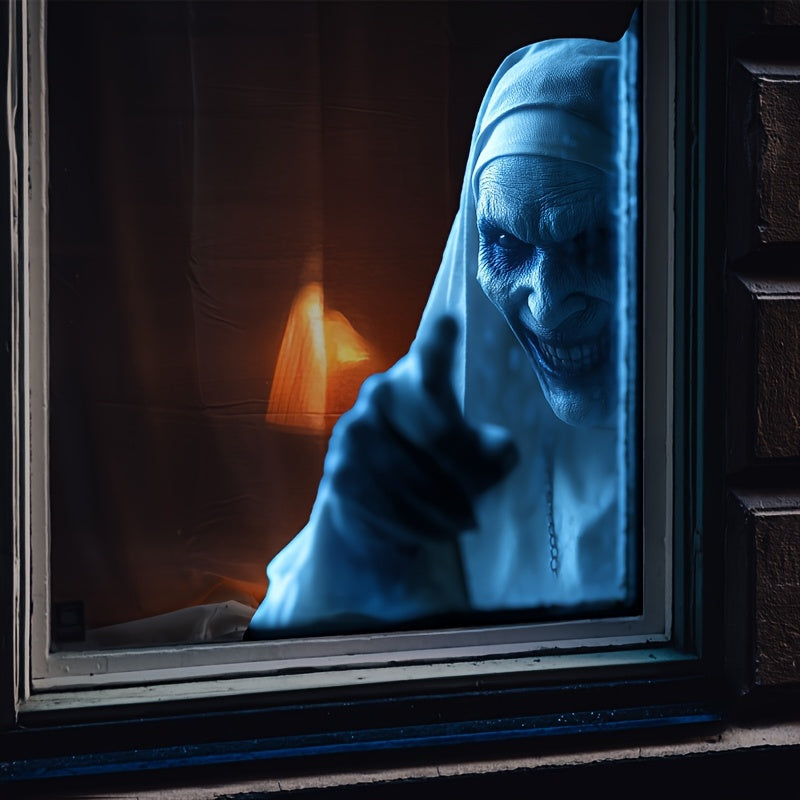 TEMU Spooky Stickers - Self-adhesive Horror Decals With Dead Smile, Pale Light Beige - Easy To Apply For Home, Party, Haunted House Decorations - Use