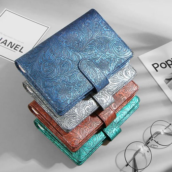 A5 A6 Notebook Cover Metal Color 6 Ring Binder PU Clipon Leather Loose Leaf Notebooks Journal Stationery 241120