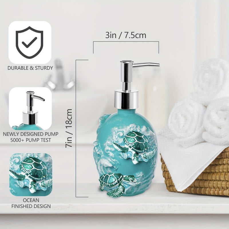 TEMU 1-pack Sea Turtle Dish Soap Dispenser For Kitchen Sink, Hand Soap Dispenser For Bathroom, Soap Dispenser With Pump For Coastal Bathroom Decor,