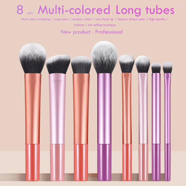 Makeup Brushes Yuemei 8pcs Set Long Tube RT Style Concealer Brush Foundation Highlight Professional Kit
