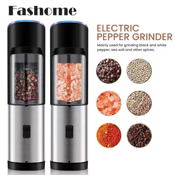 12pcs Stainless Steel Electric Pepper Grinder Spice Salt Mills Adjustable Coarseness BBQ Tools Kitchen Mill Grinders 250108