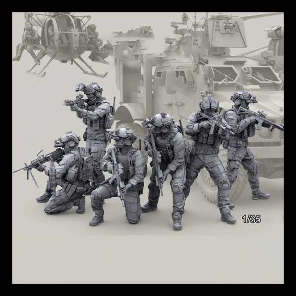 Model Building Kits 1-35 Resin Figure Unpainted Model Kit military theme (6 people) Unassembled and unpainted GKJ241104