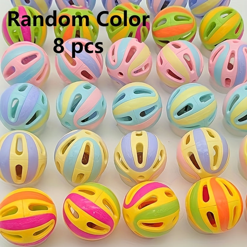 TEMU 8pcs Cat Toy Set Balls, Self-play Sound Balls, Interactive Twisted Egg Toys For Cats, Medium Breed, Plastic, No Batteries Needed, Cat Toy