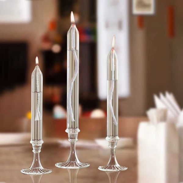 Candle Holders Creative New European Style Long Glass Oil Lamp Candle Holder Transparent Candlestick Romantic Wedding Party Dinner Table Dec