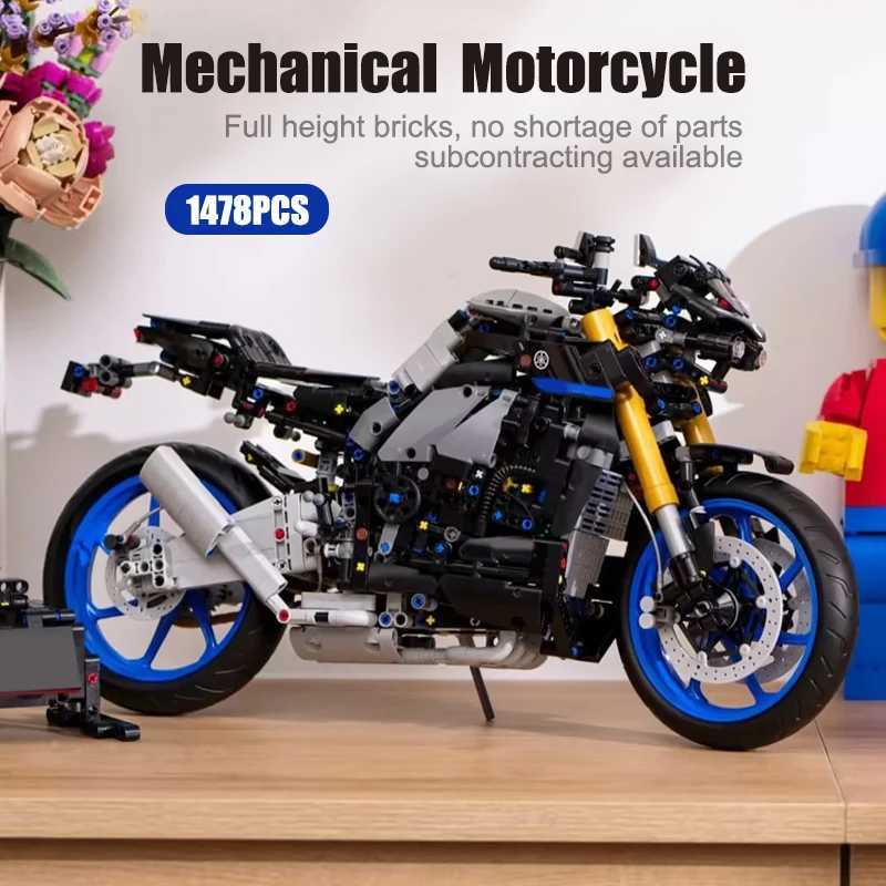 Technical Mechanical Motorcycle Model Building Blocks Advanced Building Set 1478PCS For Adts B Creative STEAM Toys Gifts Y250227