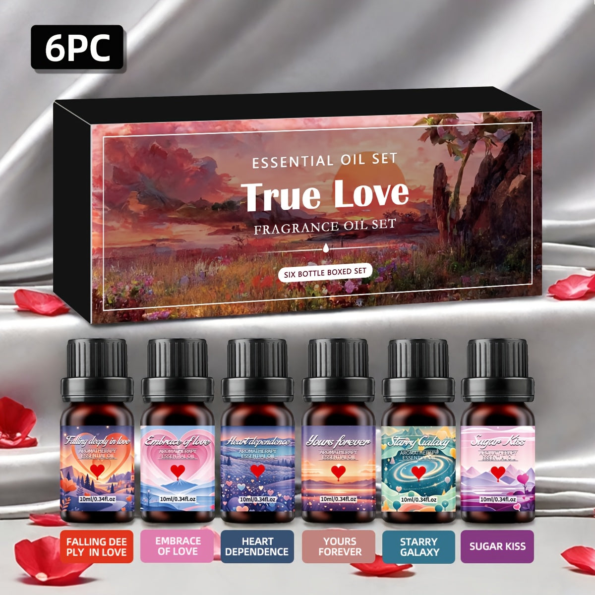 TEMU 6pcs Romantic Oil Set Gift Diffuser Stone Humidifier Essential Oil Supplement Liquid Flavored Air Local Warehouse Items