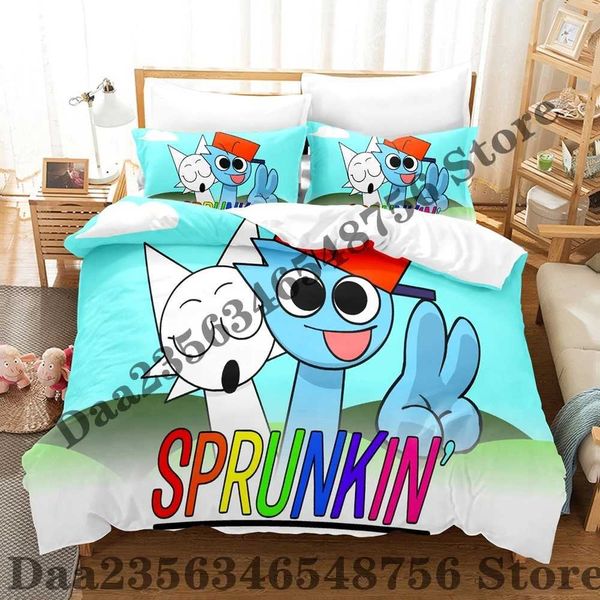 Sprunki Bedding Set Single Twin Full Queen King Size Bed Set Adult Kid Bedroom Duvetcover Sets 3D Print Anime Bed Sheet SetC250111
