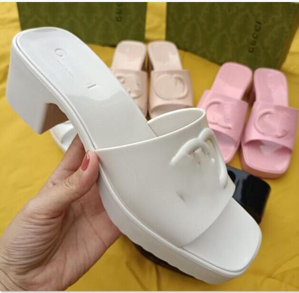 Designer slipper fashion Sandals Platform slippers embroidered canvas Platform Embroidered Linen High Heel Sandal platform sliders Shoes z56