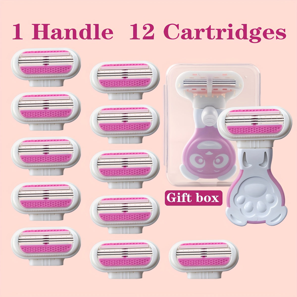 TEMU Ladies' Bikini Short Handle Manual Hair Removal Shaver, 3-layer Stainless Steel Replaceable , Remover For Girls, Body Shaver, Handle, ,