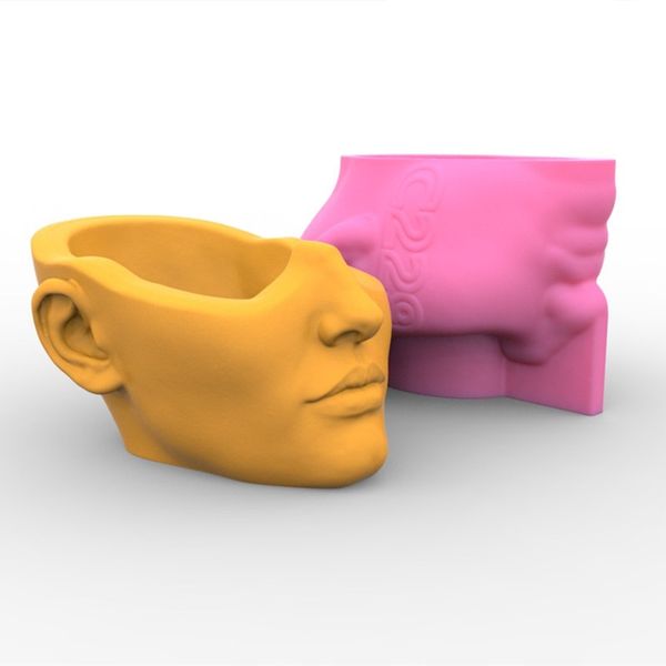 3D Large Half face storage box epoxy resin silicone mold abstract face concrete cement plaster silicone mold clay molds