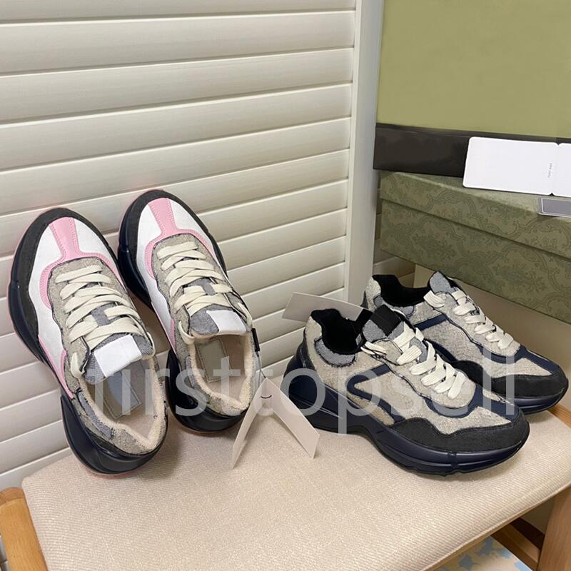 gg designer daddy shoes rhyton top sneaker plaid pattern platform classic suede leather sports skateboarding shoe men women running gucciis guccisho