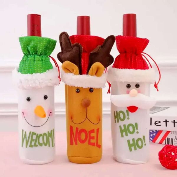 Decorations For 2023 Home Santa Claus Wine Bottle Cover Snowman Stocking Gift Holders Xmas Navidad Decor Happy Year Christmas 116 4.23