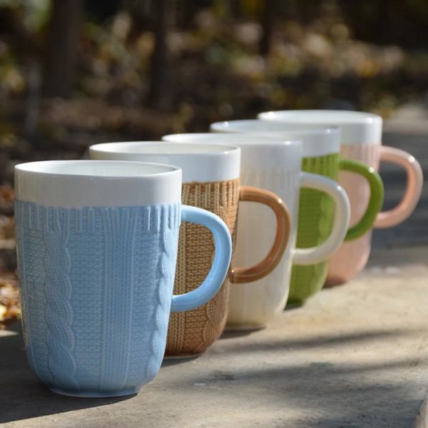 Ceramic Mug Cup Knitted Gift Water Mugs Coffee Milk Tea Handle Cups Home Office Christmas Gifts Drinkware Gadgets 250102