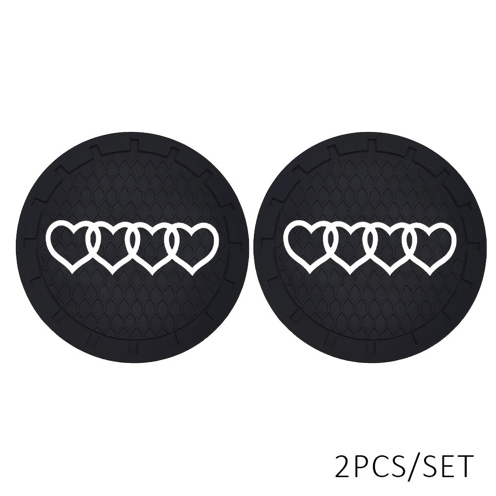 TEMU Love Heart Shaped Car Anti Slip Mat Coaster Cup Car Water Cover Slot Decorate Interior Accessories Auto Styling,for Gift