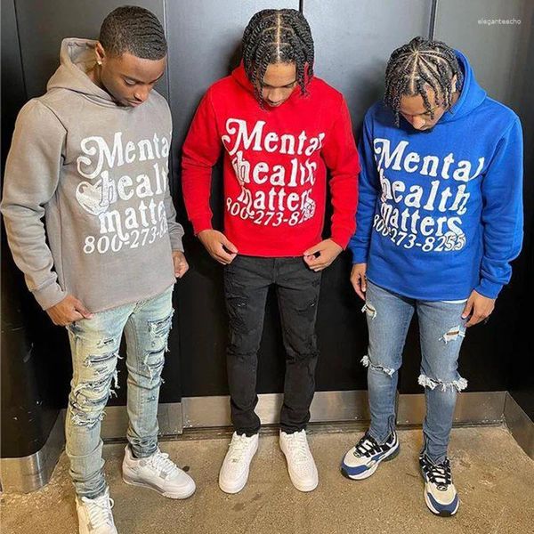 Womens Hoodies Women Men Streetwear Oversized Couples Matters Print Sweatshirt Harajuku Retro Mental Health Goth Hoodie X241221