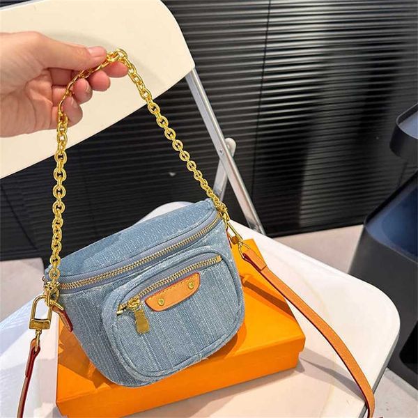 Sell Vintage Denim Bum Bag Letter Designer Belt Bags Women Mini Bumbag Men Waist Bag Luxury Chain Crossbody Bags Purse Fanny Pack 240802