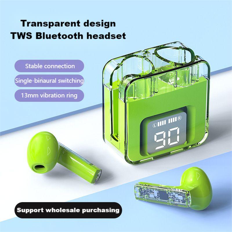 TWS Bluetooth headphone M97 Model Wireless Earphone Transparent Shell In-ear Earphone LED display Two Earbuds with built-in Microphone high Quality