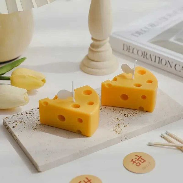 Cheese Shaped Scented Candles Yellow Cake Aromatherapy Candle Relaxing Birthday Gift Home Decoration Bedroom OrnamentC241214
